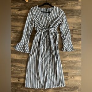 Blue and White Striped Prairie Style Dress